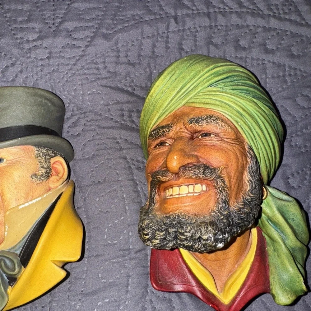 Vintage Bossons England Chalkware Heads~Bundle Lot Of 6~1960's~Wall Hangers